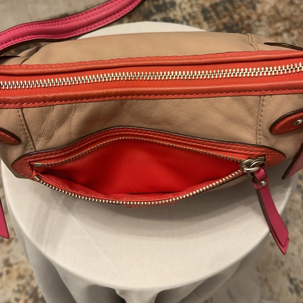 Coach Tan, Orange, Pink Shoulder Bag